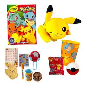 Pikachu Plush Pokemon Easter Basket Fillers Toy Activity Gift Bundle Kids